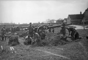 Digging Prints: Members of the Royal Horse Artillery seen here building earth work emplacements around