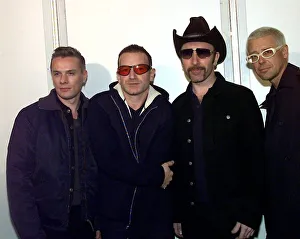 Members of super group U2 The Edge November 1997 Adam Clayton Larry Mullen