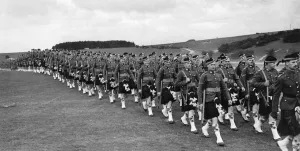 Kilts Prints: Members of the The Argyle & Sutherland Highlanders seen here parading at Dover College
