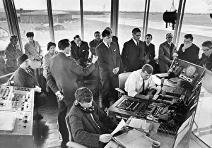00513 Prints: Members of the town urban council get a close up view of the inside of the control tower