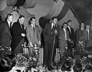 Members of the victorious Aston Villa FA Cup winning team at a celebration dance in
