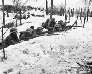 Advance Prints: Men of 2nd Platoon B Company firing from trenches near Stein, Germany
