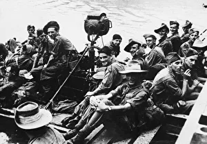 Libya Prints: Men of the border regiment cross the Chindwin River during Second World War