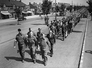 Men of A Company 3rd Battalion, Birmingham Home Guard, paraded at the Apollo Cinema