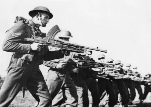01444 Prints: These men of the Duke of Cornwall Light Infantry are seen on the Sussex Downs under a