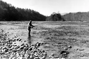 00088 Prints: A men enjoys a relaxing day angling 01 / 05 / 79 circa