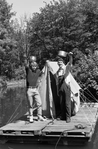 Two men on a raft... brothers Shaun and Jonathan Heeley are spending an interesting