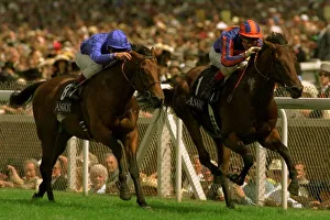 Racehorse Prints: Among men (rails) wins from Kahal on left in the Jersey Stakes at Royal Ascot June 1997