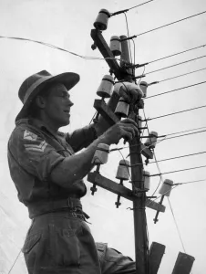 Asia Prints: Men of the Royal Corps of Signals who provided the land communications required to