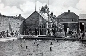 Somerset Prints: Men in full swimming costumes were among those enjoying the Shepton Mallet Lido in