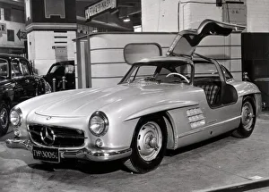 Rare Prints: Mercedes Benz 300SL sports coupe on display at the Earls Court Motor Show