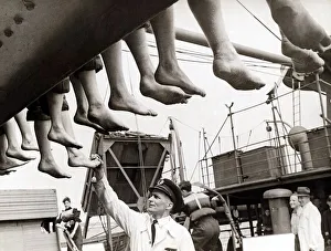 Feet Prints: Merchant Navy Training June 1944 The lads have their feet inspected
