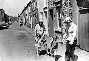 Games Prints: Merthyr - Old - Parents watch over their children in Mary Ann Street, Dowlais