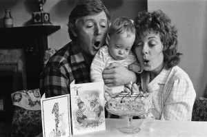 Birthday Prints: Michael Aspel and his wife Lizzie Power celebrate their sons 1st birthday