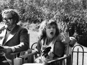 Michael Caine and Julie Walters on location filming Educating Rita