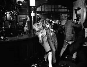Michael Caine on set in the film Alfie The fight scene takes place in the Black