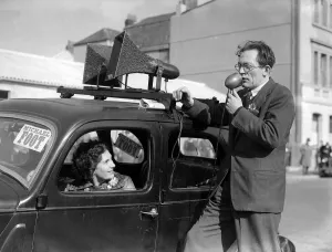 Megaphone Prints: Michael Foot canvassing in Devonport with his wife Jill for the 1951 general election