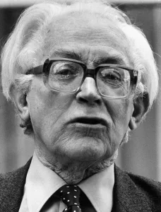 Michael Foot Labour Party Leader argues with photographers