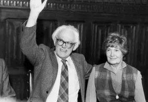 Michael Foot and wife Jill Craigie after his election as leader of the Labour party