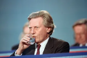 Campaigns Prints: Michael Heseltine at the launch of the Conservative party election manifesto