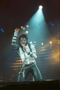 Michael Jackson in concert at Wembley performing in front of HRH Diana Princess of Wales