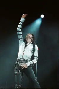 Michael Jackson in concert at Wembley performing in front of HRH Diana Princess of Wales