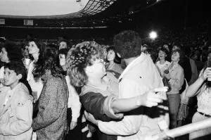 Michael Jackson fans in the audience at Wembley Stadium during his Bad'tour