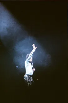 Michael Jackson seen here after perforiming on stage at Wembley during the Bad concert