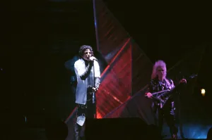 Michael Jackson seen here after perforiming on stage at Wembley during the Bad concert