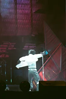 Michael Jackson seen here after perforiming on stage at Wembley during the Bad concert