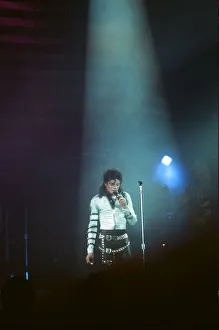 Michael Jackson seen here after perforiming on stage at Wembley during the Bad concert