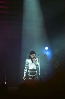 Michael Jackson seen here after perforiming on stage at Wembley during the Bad concert