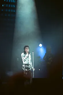 Michael Jackson seen here after perforiming on stage at Wembley during the Bad concert