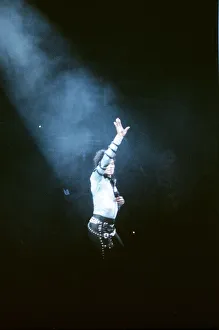 Michael Jackson seen here after perforiming on stage at Wembley during the Bad concert