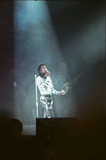 Michael Jackson seen here after perforiming on stage at Wembley during the Bad concert