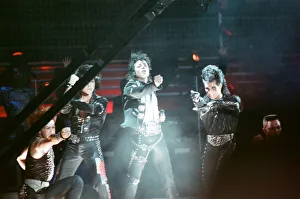 Michael Jackson seen here after perforiming on stage at Wembley during the Bad concert