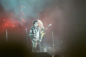 Michael Jackson seen here after perforiming on stage at Wembley during the Bad concert