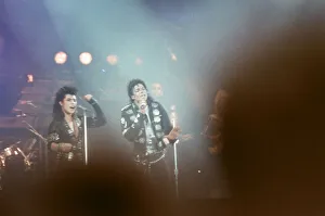 Michael Jackson seen here after perforiming on stage at Wembley during the Bad concert
