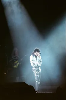 Michael Jackson seen here after perforiming on stage at Wembley during the Bad concert