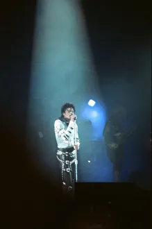Michael Jackson seen here after perforiming on stage at Wembley during the Bad concert