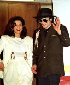 Michael Jackson and his wife Lisa Marie Presley arrive in Hungary August 1994