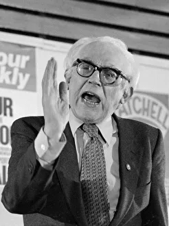 Michael Labour Party Leader Michael Foot seen here talking at the London College of