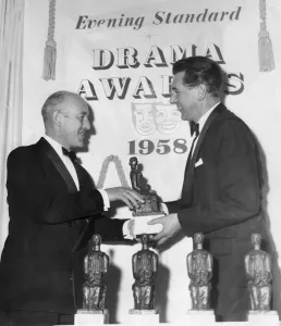 1959 Prints: Michael Redgrave receiving the 1958 Best Actor award at the Evening Standard Theatre