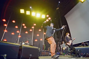 Mike Prints: Michael Stipe, lead singer with the American Rock Group REM, perform at Cardiff Arms Park
