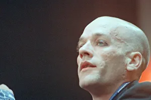 00968 Prints: Michael Stipe, lead singer with the American Rock Group REM, perform at Cardiff Arms Park