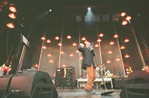 00968 Prints: Michael Stipe, lead singer with the American Rock Group REM, perform at Cardiff Arms Park