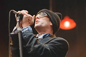 00968 Prints: Michael Stipe, lead singer with the American Rock Group REM, perform at Cardiff Arms Park