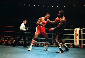 Michael Watson Boxing Middleweight contacts with a left punch against Mike McCullam