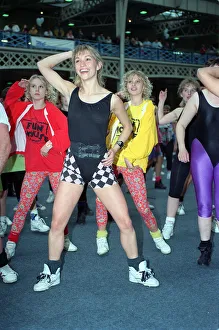 Michaela Strachan TV Presenter may 1992 Taking part in a charity aerobics event