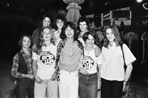 Mick Jagger lead singer with the Rolling Stones seen here with members of the Daily